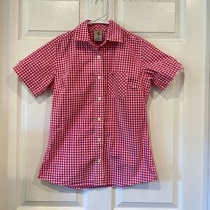 Carhartt Pink and White Gingham Short Sleeve Button-Up